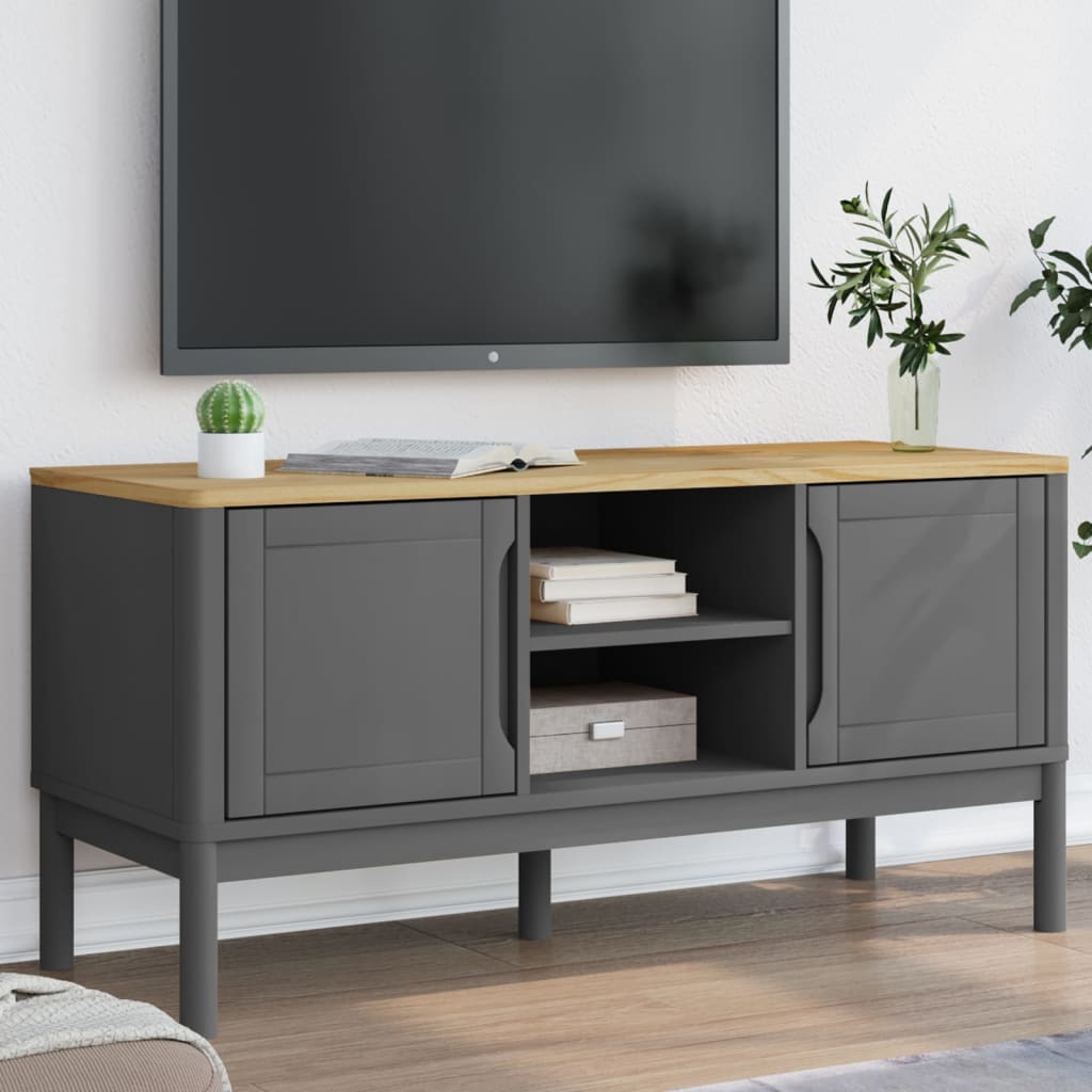 Mobile TV FLORO Grigio 114x43x55 cm in Legno di Pino - homemem39