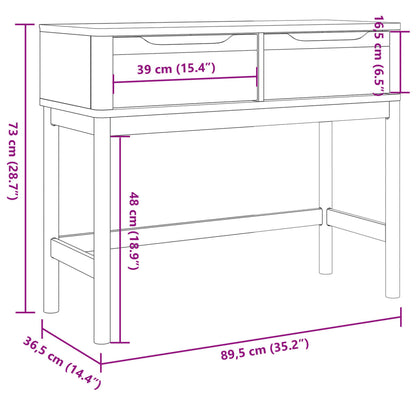 Tavolo Consolle FLORO Bianco 89,5x36,5x73cm Legno Massello Pino