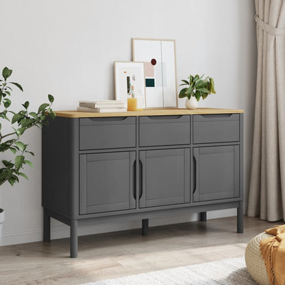 Credenza FLORO Grigia 114x43x74 cm in Legno Massello di Pino - homemem39