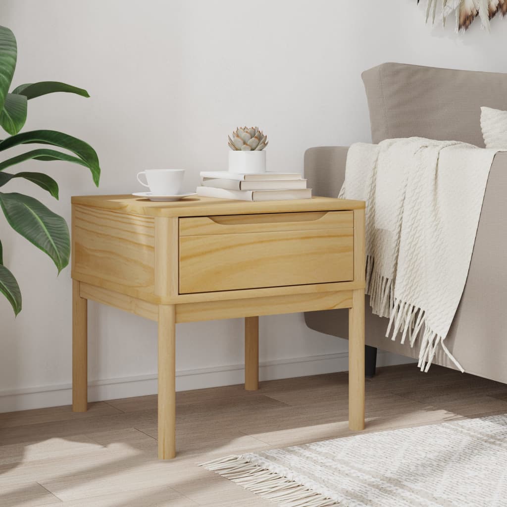 Tavolo per Lampada FLORO 55x55x54 cm Marrone Cera Legno di Pino | homemem39