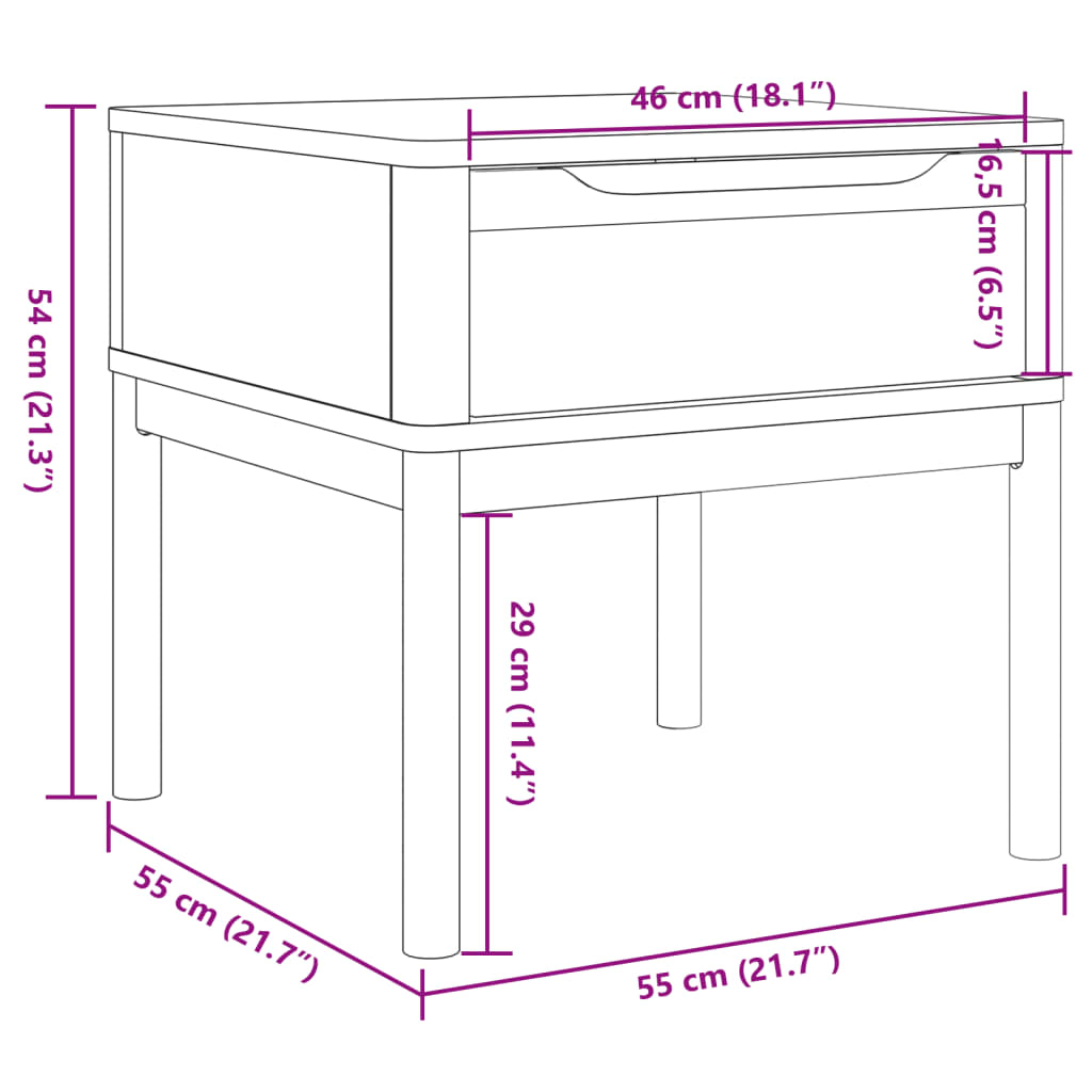 Tavolo per Lampada FLORO Grigio 55x55x54 cm Legno Massello Pino | homemem39