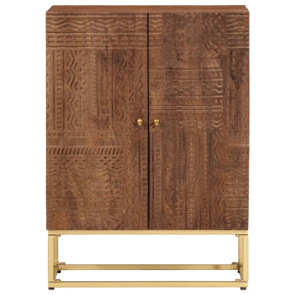 Credenza 55x30x76 cm in Legno Massello di Mango e Ferro