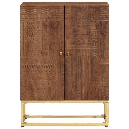 Credenza 55x30x76 cm in Legno Massello di Mango e Ferro