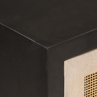 Credenza Nera 55x30x76 cm in Legno Massello di Mango e Ferro - homemem39
