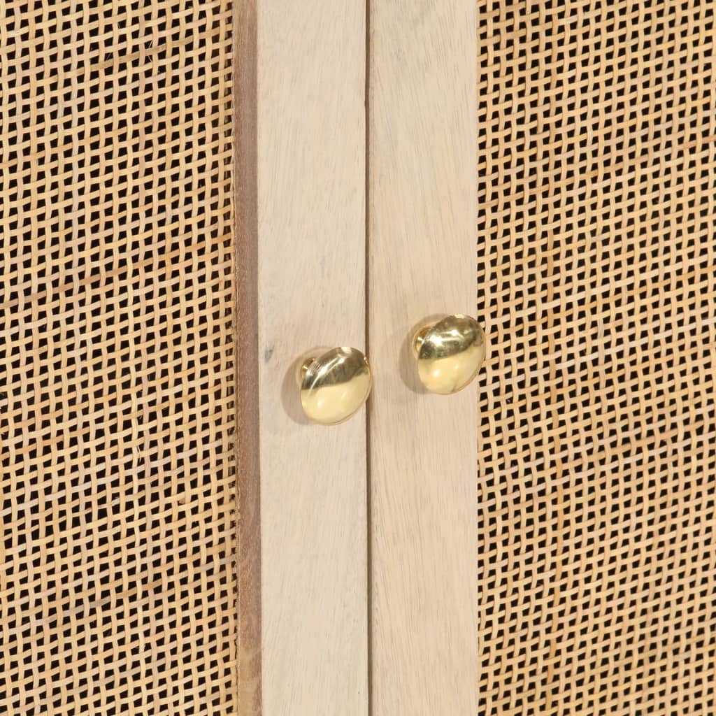 Credenza Nera 55x30x76 cm in Legno Massello di Mango e Ferro - homemem39