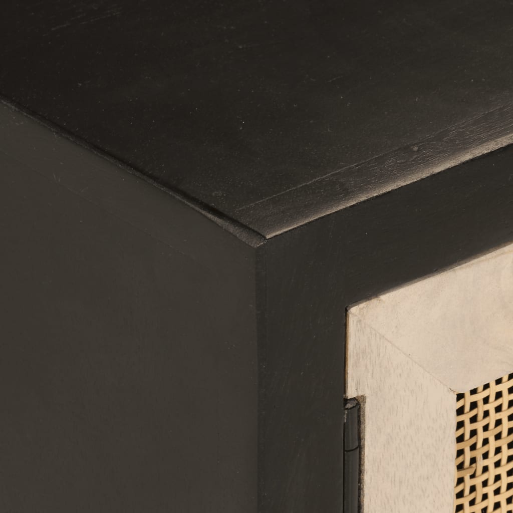 Mobile TV Nero 110x30x40 cm in Legno Massello di Mango e Ferro - homemem39