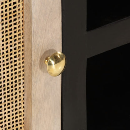 Mobile TV Nero 110x30x40 cm in Legno Massello di Mango e Ferro - homemem39