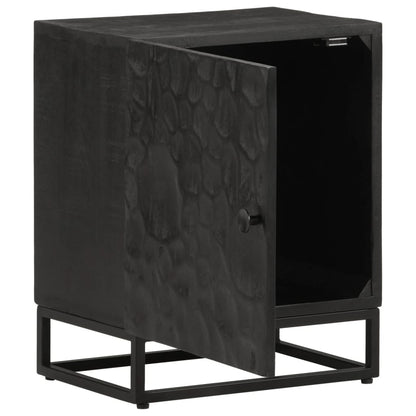 Comodino Nero 40x30x50 cm in Legno Massello di Mango e Ferro | homemem39