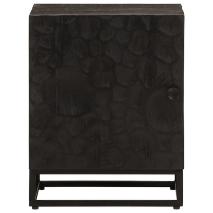 Comodino Nero 40x30x50 cm in Legno Massello di Mango e Ferro | homemem39