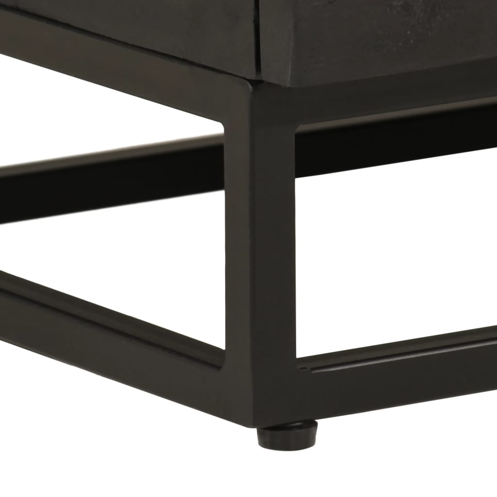 Comodino Nero 40x30x50 cm in Legno Massello di Mango e Ferro | homemem39
