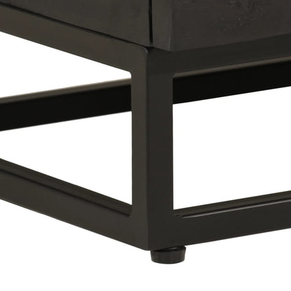 Comodino Nero 40x30x50 cm in Legno Massello di Mango e Ferro | homemem39