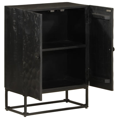 Credenza Nera 55x30x76 cm in Legno Massello di Mango e Ferro | homemem39