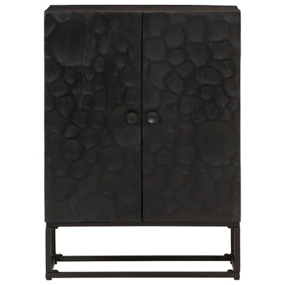 Credenza Nera 55x30x76 cm in Legno Massello di Mango e Ferro | homemem39