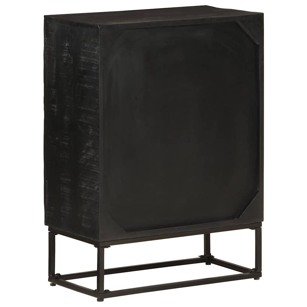 Credenza Nera 55x30x76 cm in Legno Massello di Mango e Ferro | homemem39