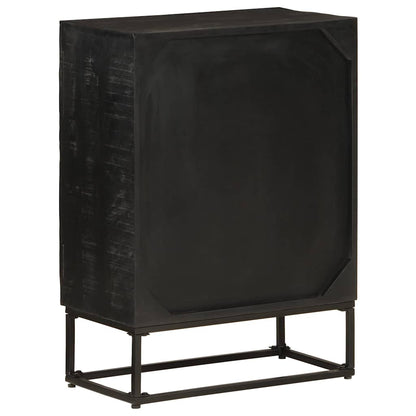 Credenza Nera 55x30x76 cm in Legno Massello di Mango e Ferro | homemem39
