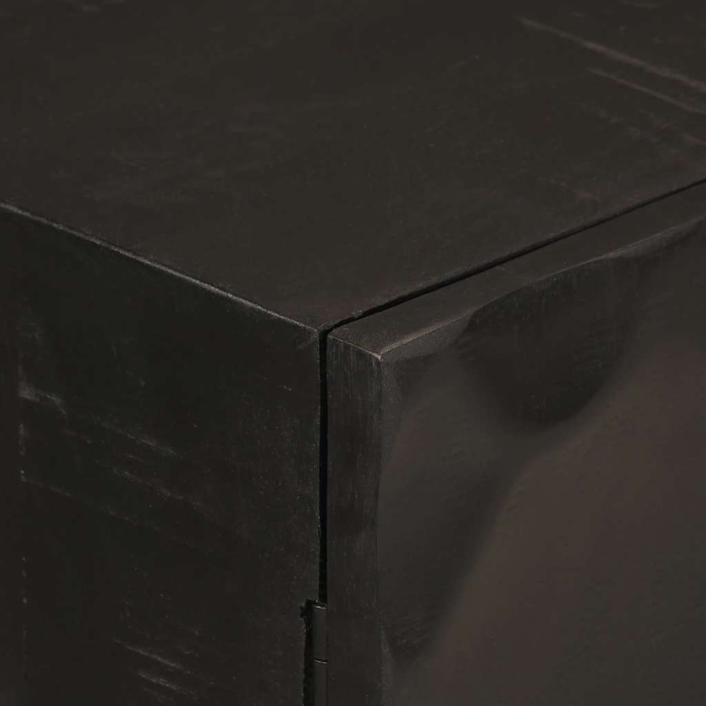 Credenza Nera 55x30x76 cm in Legno Massello di Mango e Ferro | homemem39