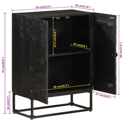 Credenza Nera 55x30x76 cm in Legno Massello di Mango e Ferro | homemem39