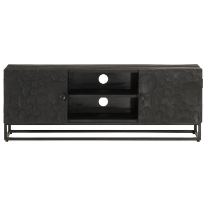 Mobile TV Nero 110x30x40 cm in Legno Massello di Mango e Ferro | homemem39
