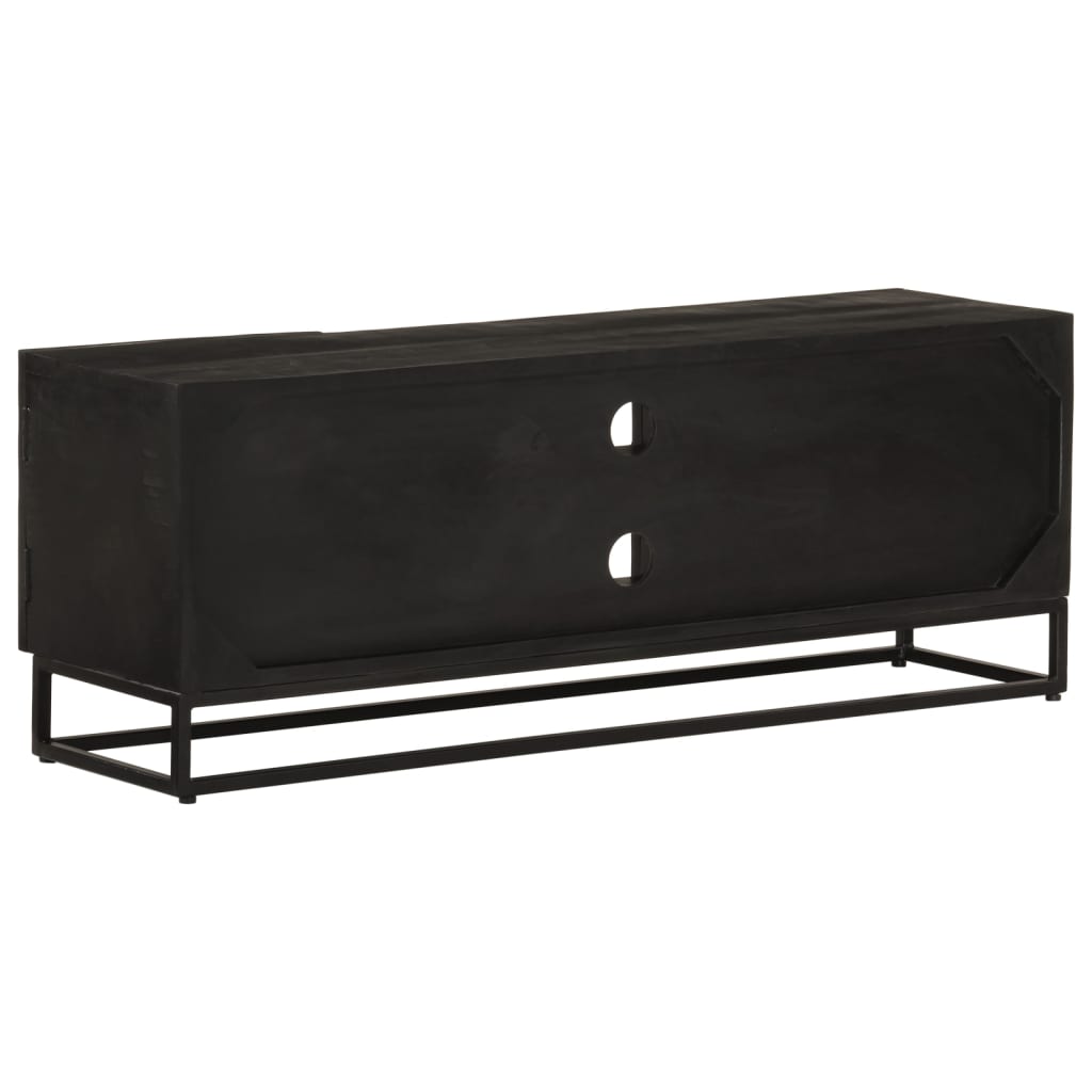 Mobile TV Nero 110x30x40 cm in Legno Massello di Mango e Ferro | homemem39