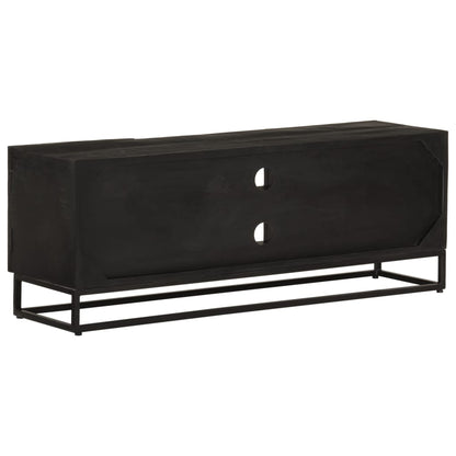 Mobile TV Nero 110x30x40 cm in Legno Massello di Mango e Ferro | homemem39