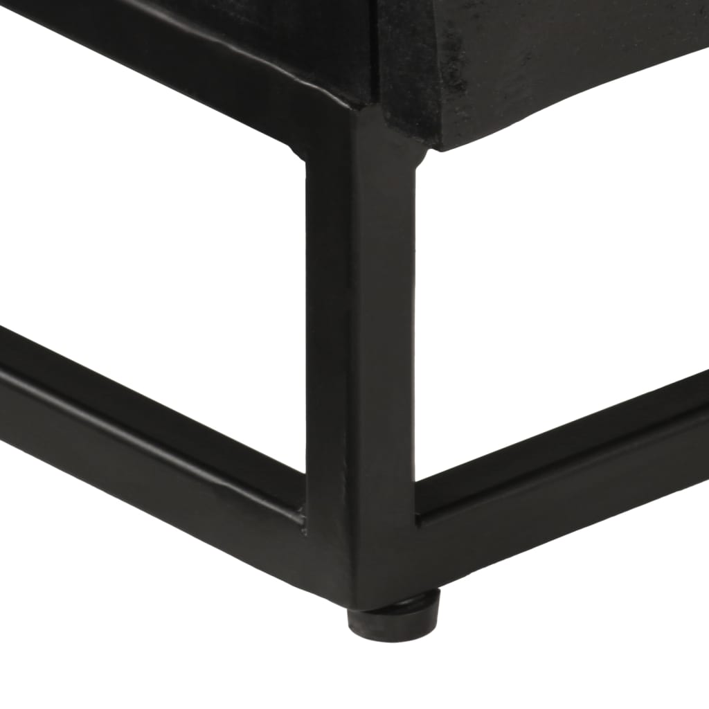 Mobile TV Nero 110x30x40 cm in Legno Massello di Mango e Ferro | homemem39