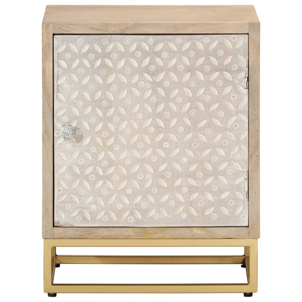 Comodino 40x30x50 cm in Legno Massello di Mango e Ferro | homemem39