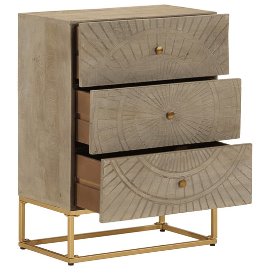 Cassettiera 55x30x76 cm in Legno Massello di Mango e Ferro - homemem39
