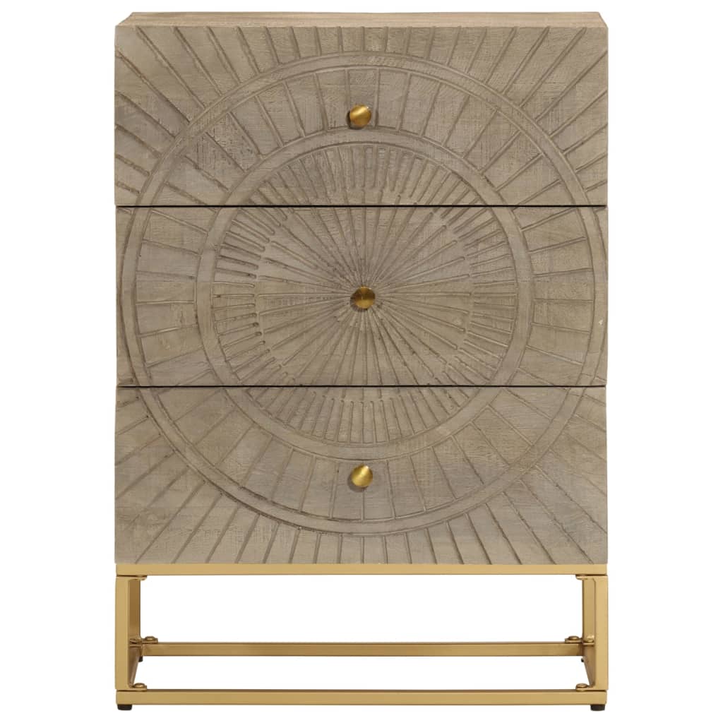 Cassettiera 55x30x76 cm in Legno Massello di Mango e Ferro