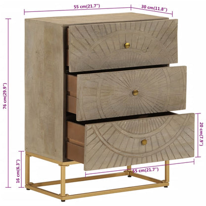 Cassettiera 55x30x76 cm in Legno Massello di Mango e Ferro | homemem39