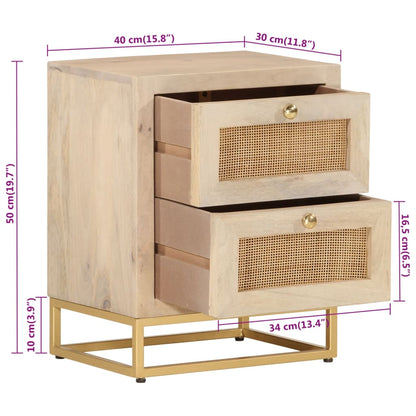 Comodino 40x30x50 cm in Legno Massello di Mango e Ferro | homemem39