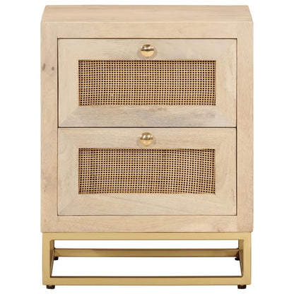 Comodino 40x30x50 cm in Legno Massello di Mango e Ferro