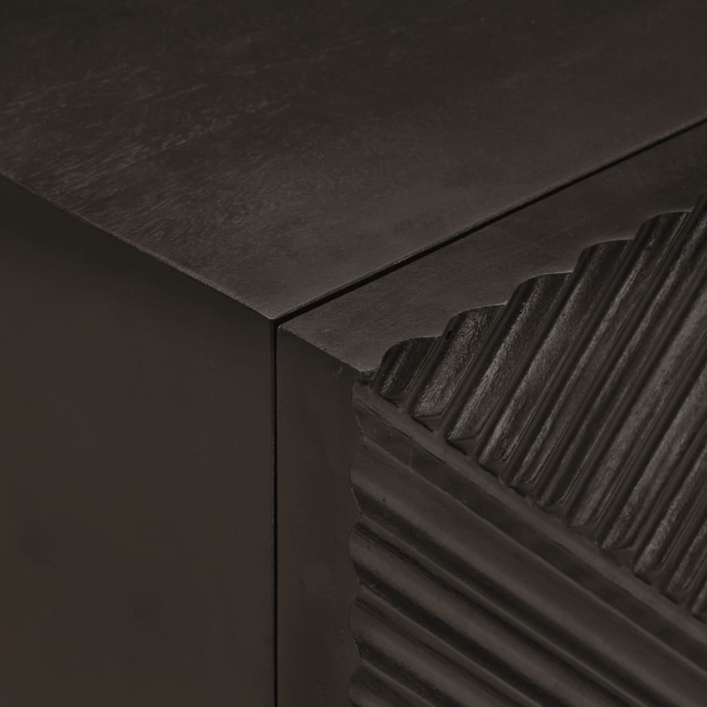Comodino Nero 40x30x50 cm in Legno Massello di Mango e Ferro | homemem39