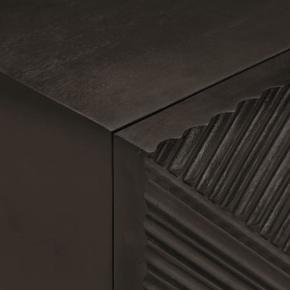 Comodino Nero 40x30x50 cm in Legno Massello di Mango e Ferro | homemem39