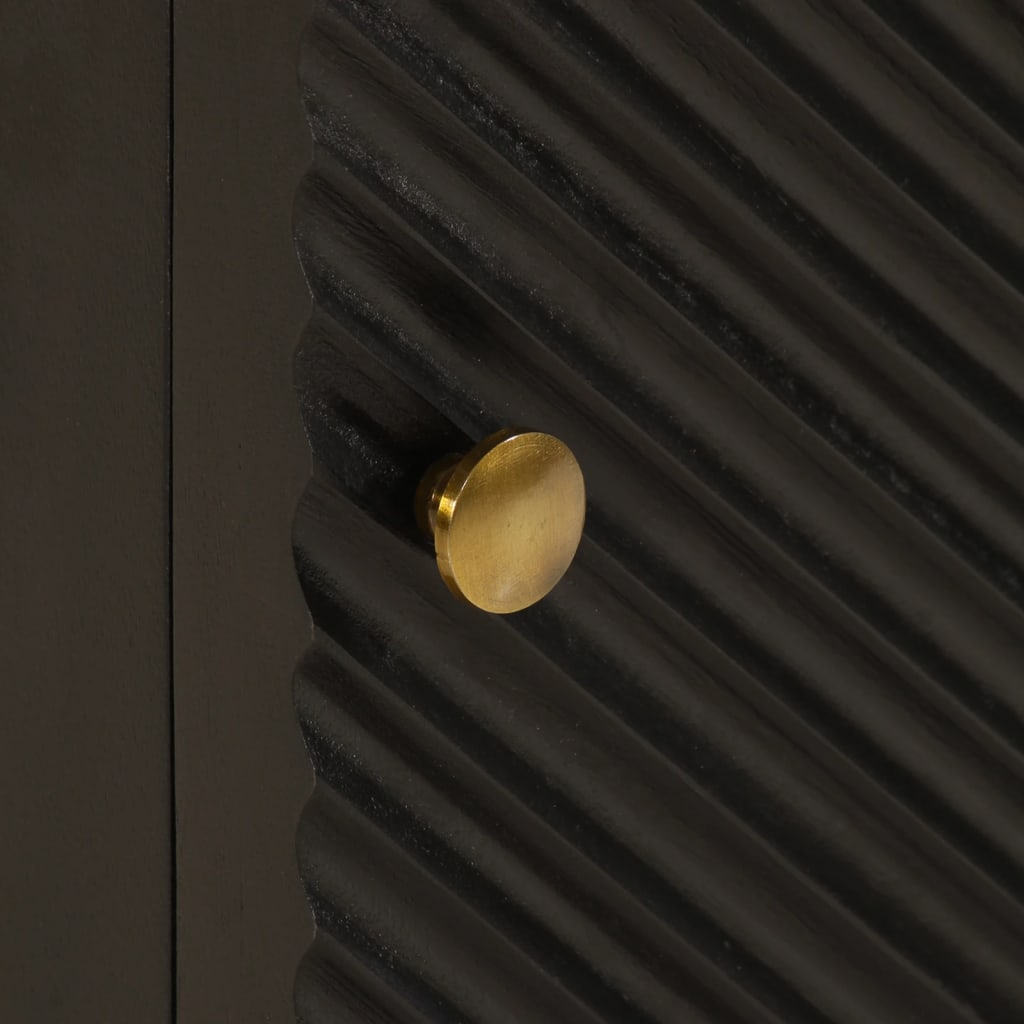 Comodino Nero 40x30x50 cm in Legno Massello di Mango e Ferro | homemem39