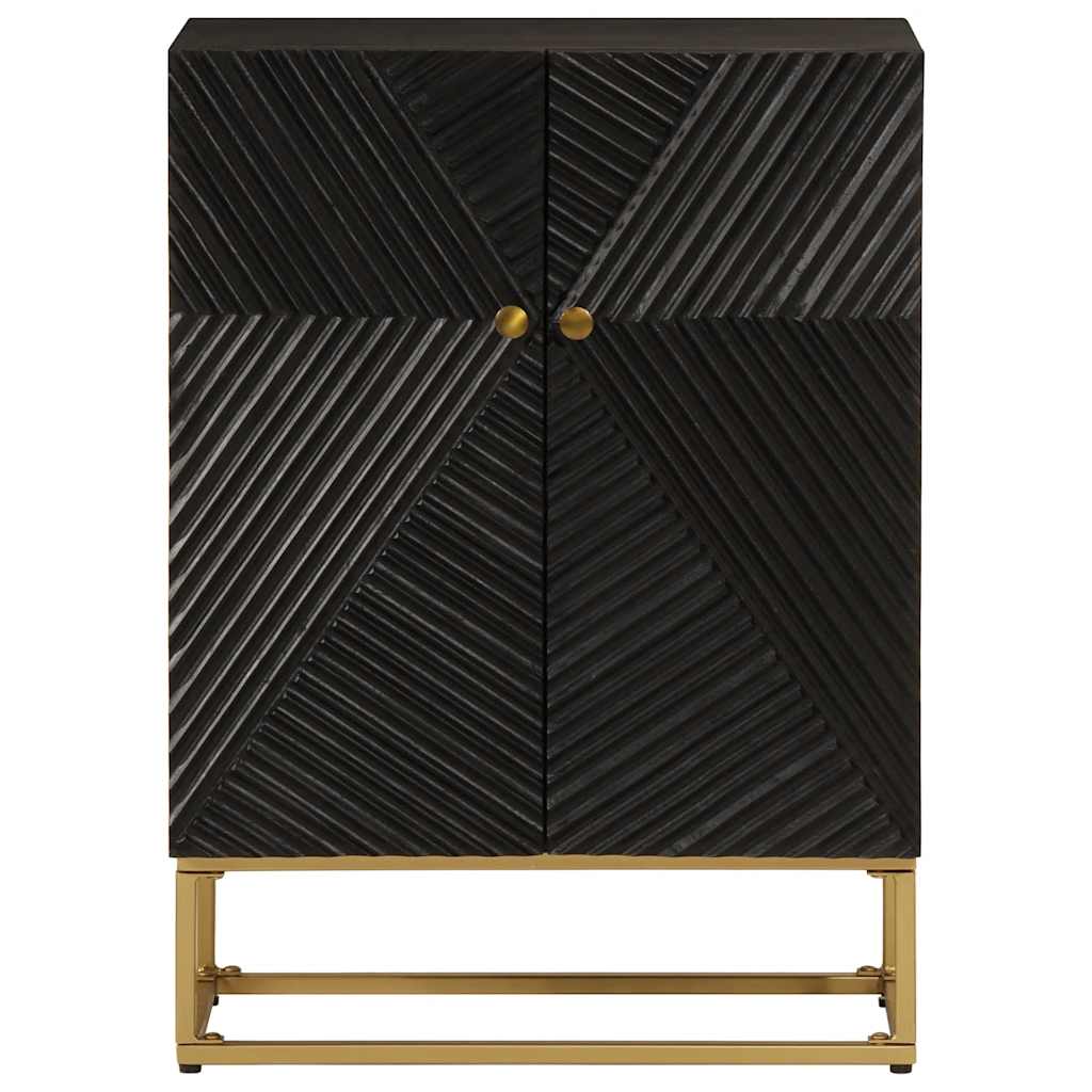 Credenza Nera 55x30x76 cm in Legno Massello di Mango e Ferro | homemem39