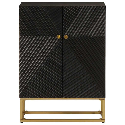 Credenza Nera 55x30x76 cm in Legno Massello di Mango e Ferro | homemem39