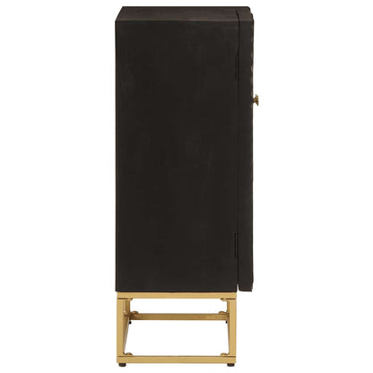 Credenza Nera 55x30x76 cm in Legno Massello di Mango e Ferro | homemem39