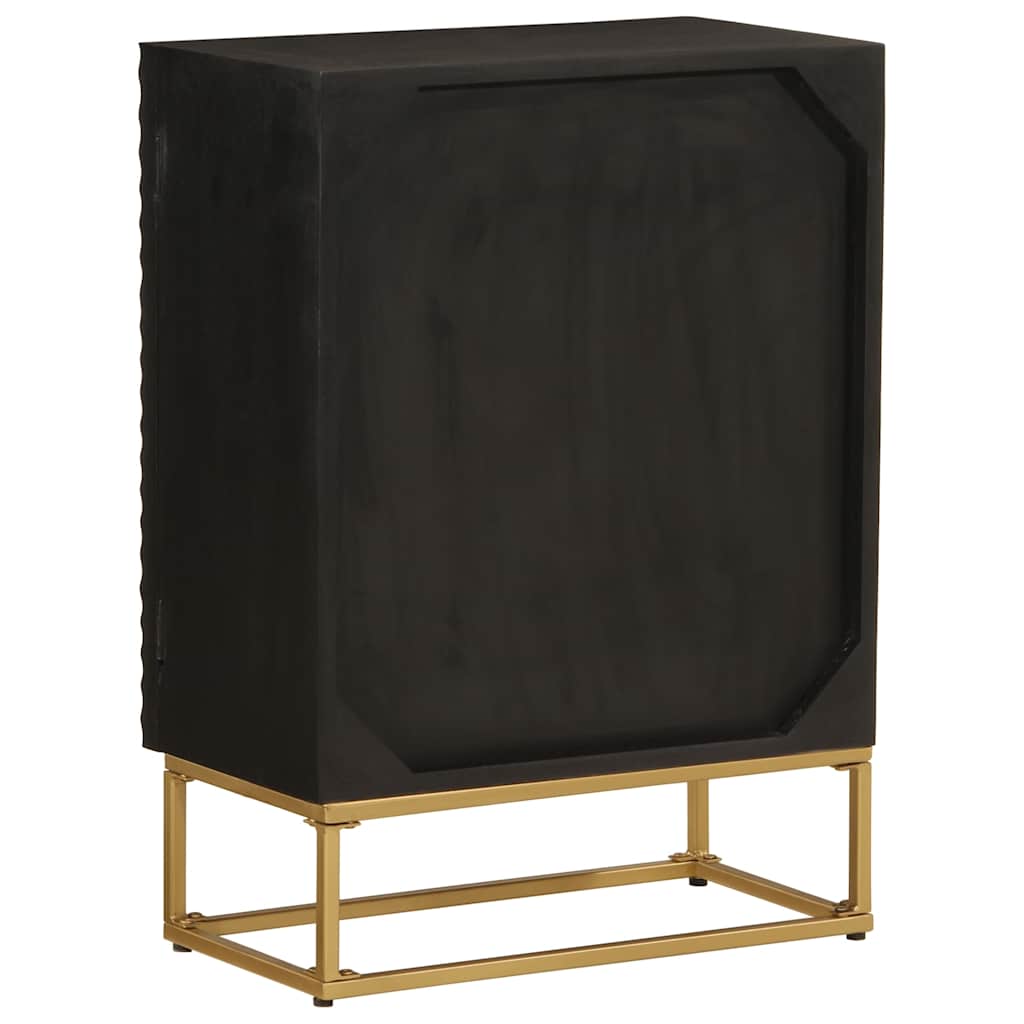 Credenza Nera 55x30x76 cm in Legno Massello di Mango e Ferro | homemem39