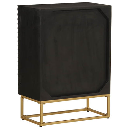 Credenza Nera 55x30x76 cm in Legno Massello di Mango e Ferro | homemem39