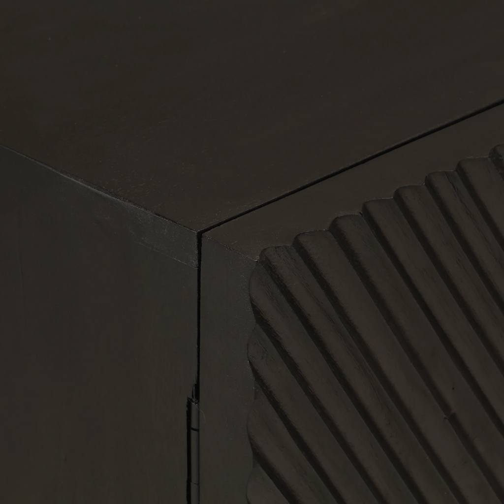 Credenza Nera 55x30x76 cm in Legno Massello di Mango e Ferro | homemem39