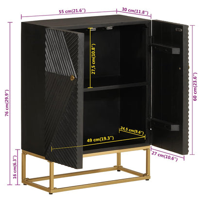 Credenza Nera 55x30x76 cm in Legno Massello di Mango e Ferro | homemem39