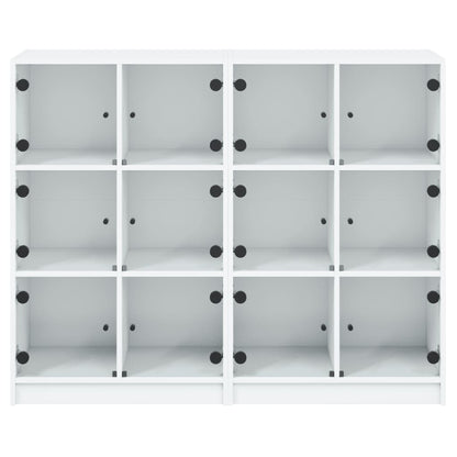 Libreria con Ante Bianca 136x37x109 cm in Legno Multistrato - homemem39