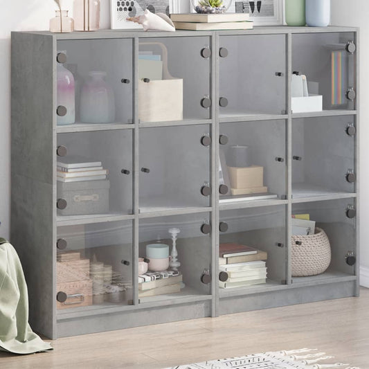 Libreria Ante Grigio Cemento 136x37x109 cm in Legno Multistrato - homemem39
