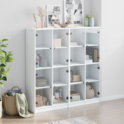 Libreria con Ante Bianca 136x37x142 cm in Legno Multistrato - homemem39