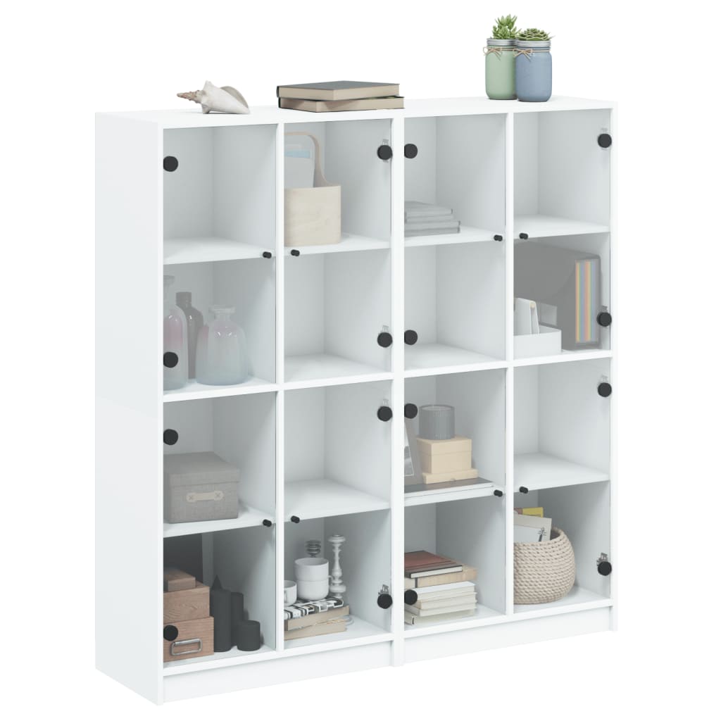Libreria con Ante Bianca 136x37x142 cm in Legno Multistrato - homemem39