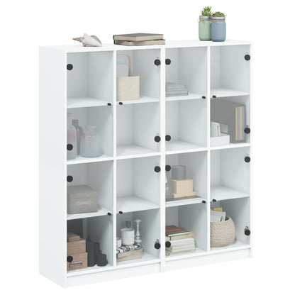 Libreria con Ante Bianca 136x37x142 cm in Legno Multistrato - homemem39