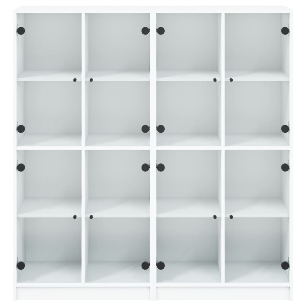 Libreria con Ante Bianca 136x37x142 cm in Legno Multistrato - homemem39