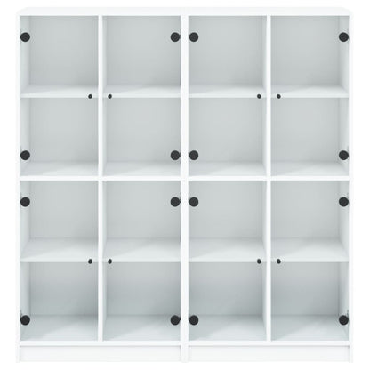 Libreria con Ante Bianca 136x37x142 cm in Legno Multistrato - homemem39