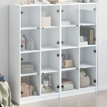 Libreria con Ante Bianca 136x37x142 cm in Legno Multistrato - homemem39
