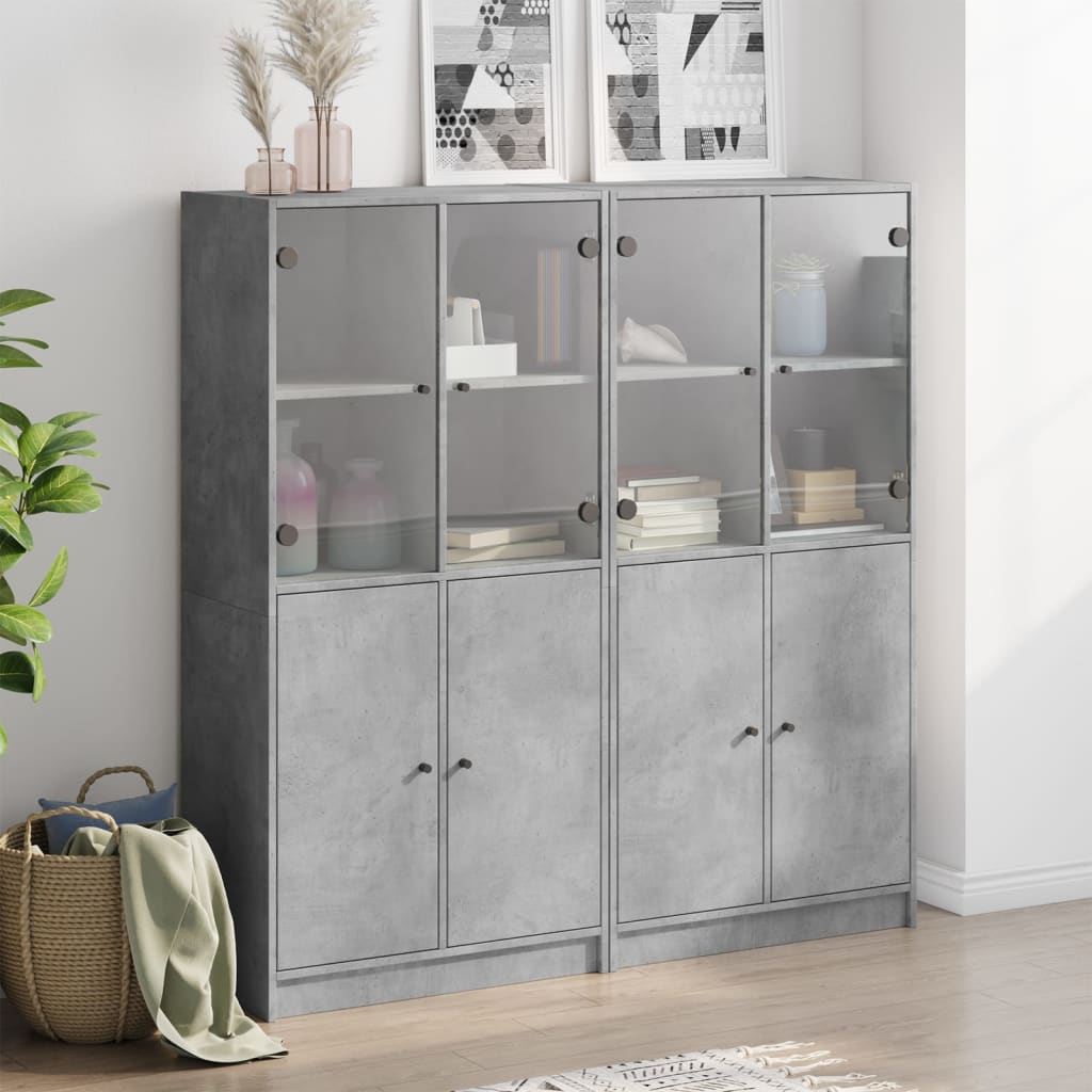 Libreria Ante Grigio Cemento 136x37x142 cm in Legno Multistrato - homemem39